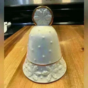 Vintage LENOX Handcrafted Christmas Snowflake Bell Gold Trimmed